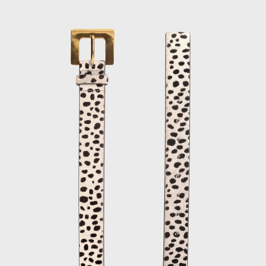 Black Suede Studio Noir Belt - Dotted Cheetah Pony Hair / Gold
