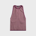 EB Denim Romy Knit Racer Tank Top - Burgundy / Soft Pink Stripe