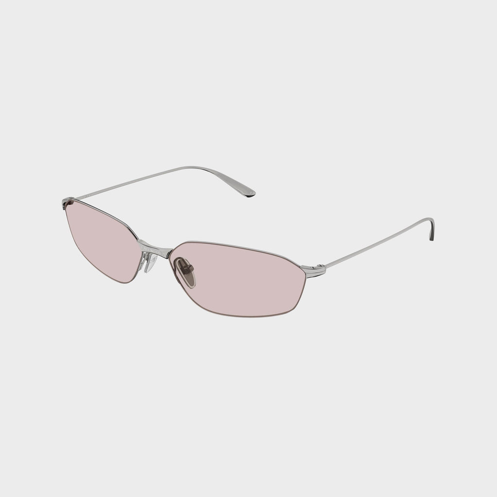 Balenciaga BB0412S Metal Rectangle Sunglasses - Ruthenium / Pink