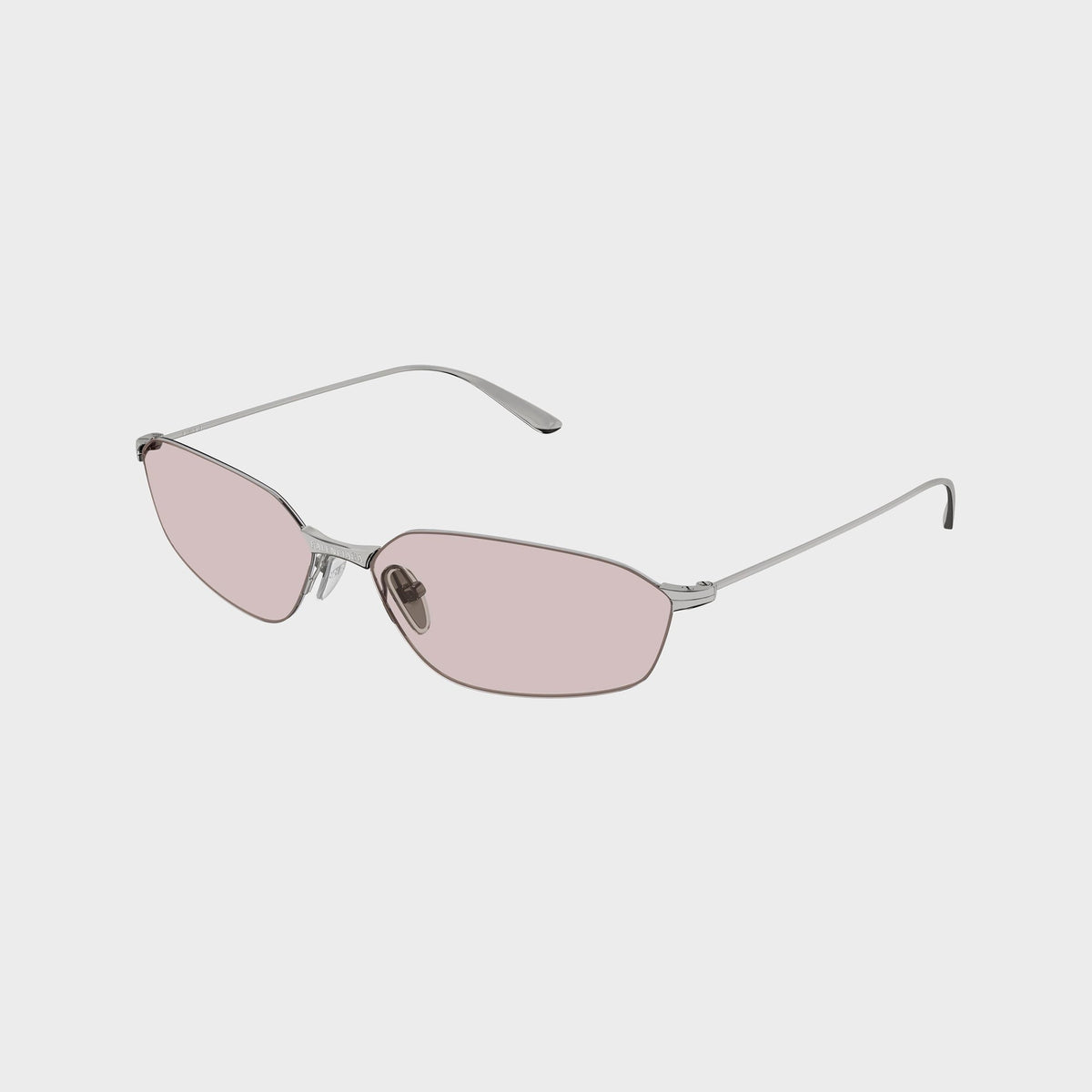 Balenciaga BB0412S Metal Rectangle Sunglasses - Ruthenium / Pink