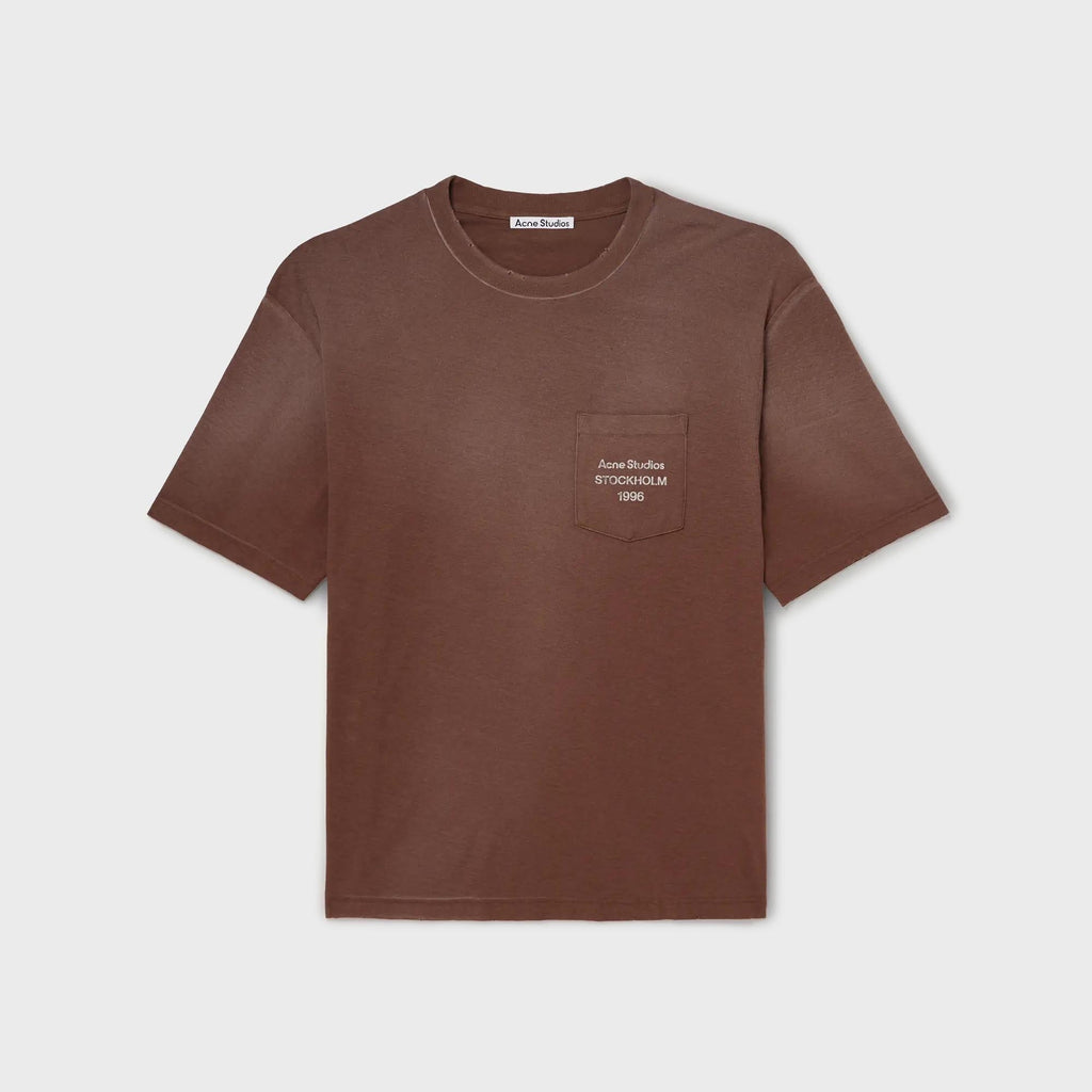 Acne Studios Exford U Distressed Pocket Tee - Chocolate Brown