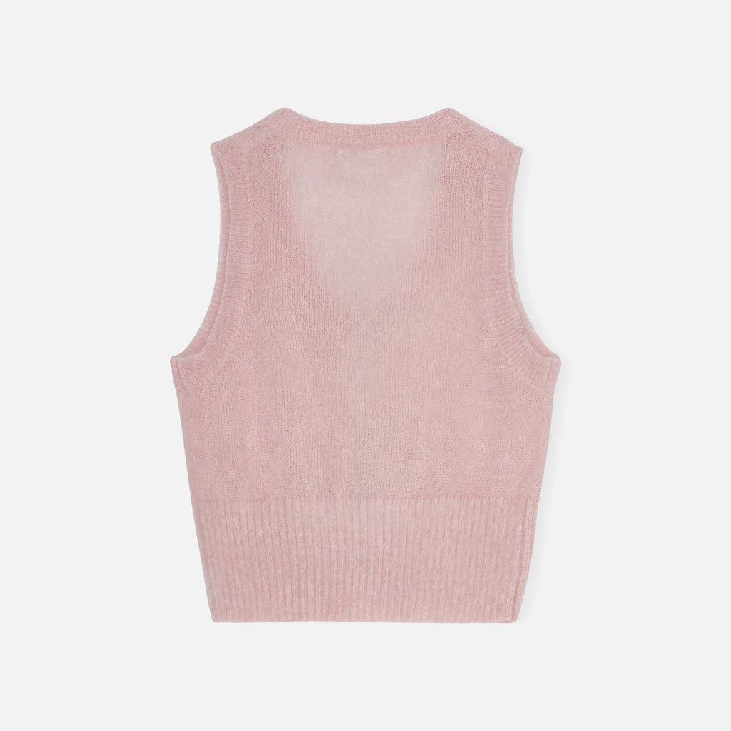Ganni Light Mohair Tie String Vest - Pink