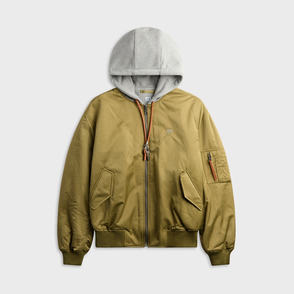Loewe Technical Shell Bomber Jacket - Khaki Green