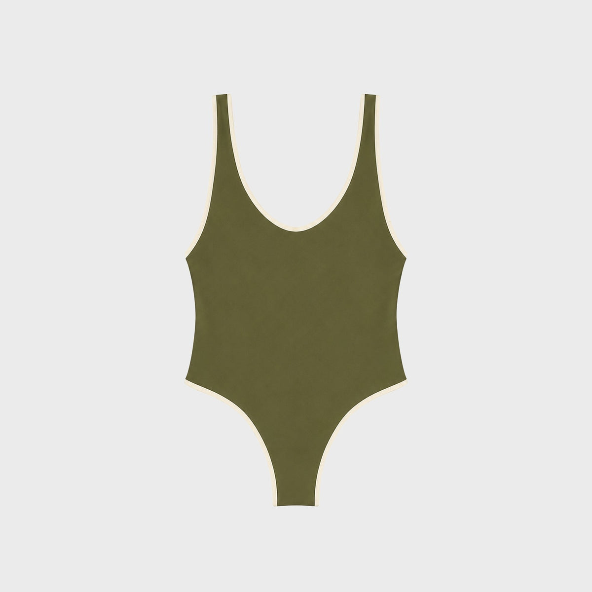 JADE Cheeky Contour One Piece - Olive / Ivory