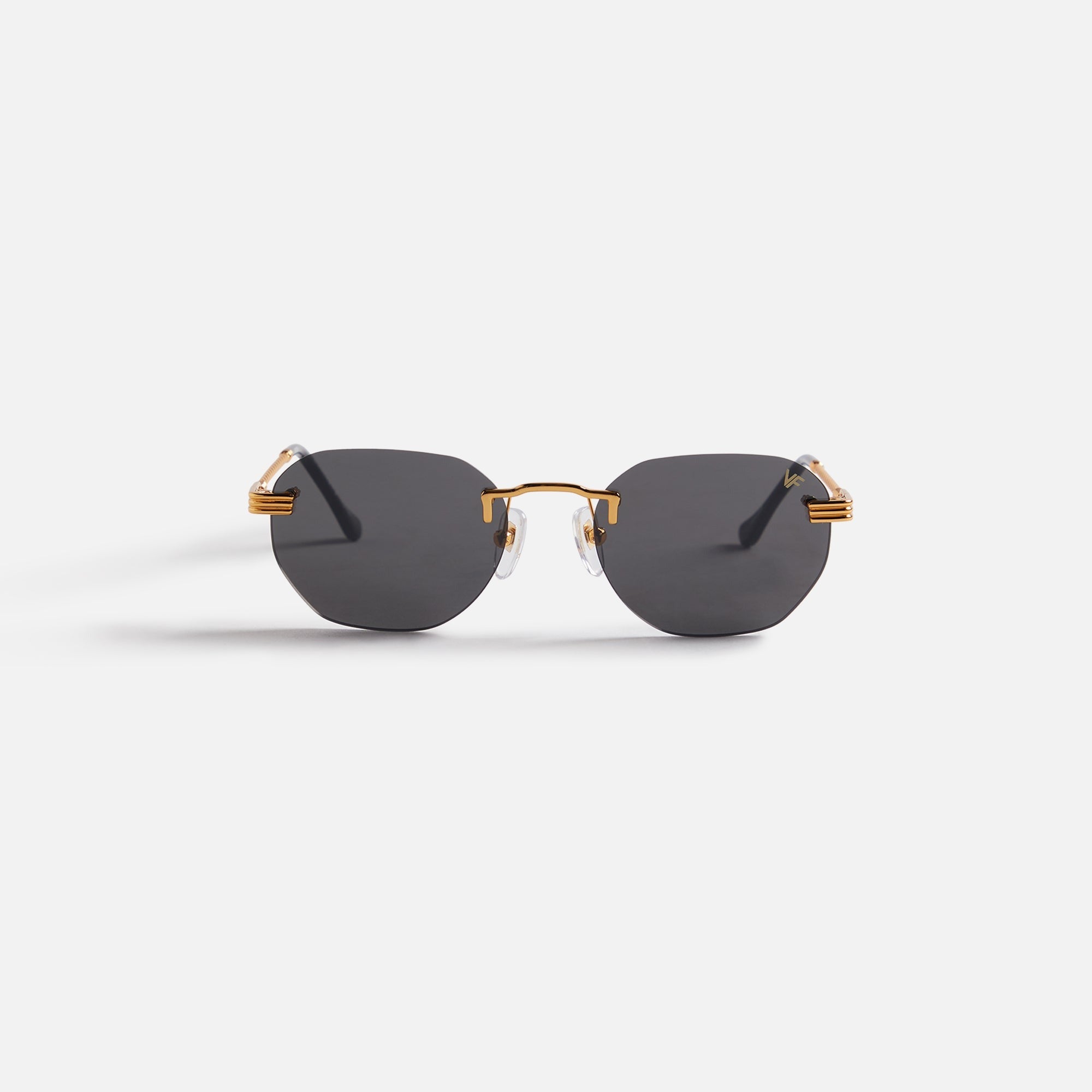 Vintage Frames Detroit Player Drill Mount 24kt Gold Sunglasses - Black