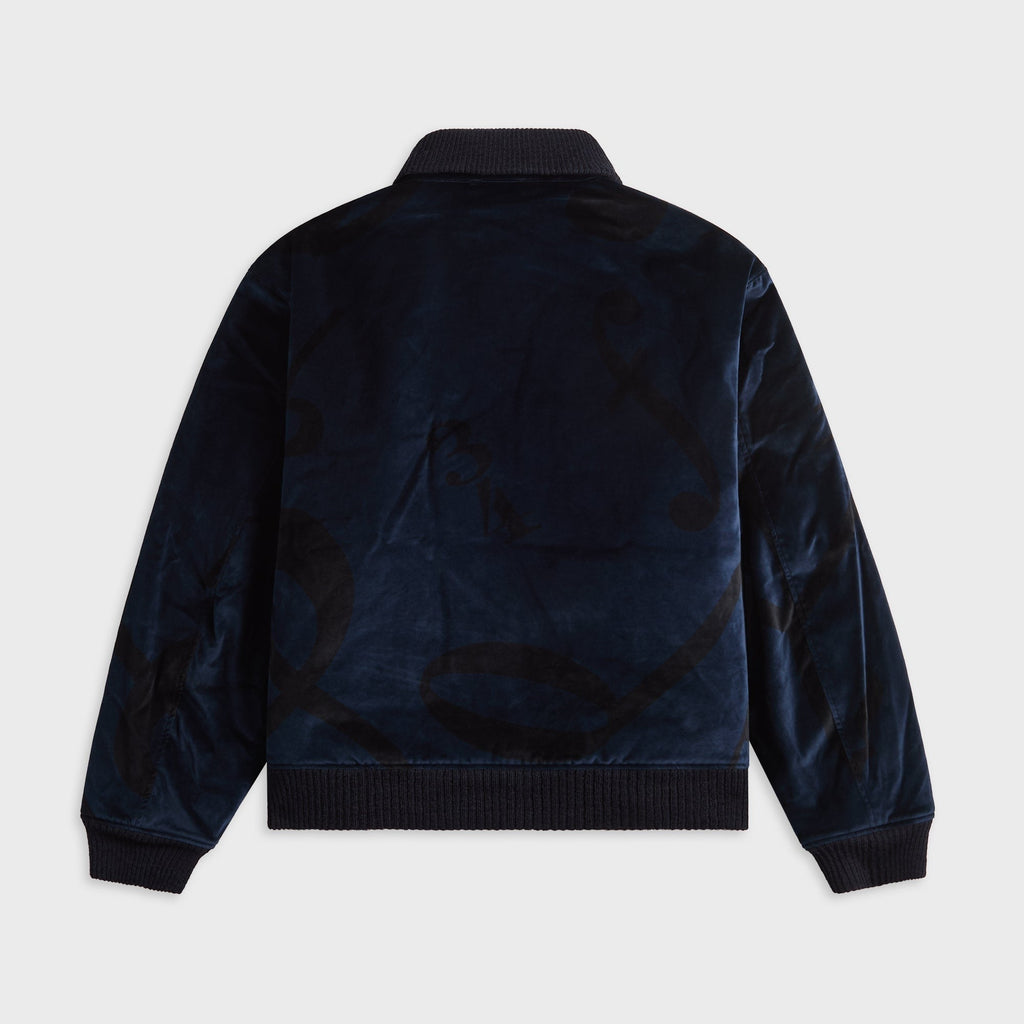 Engineered Garments Cotton Printed Music Note Velveteen Jacket - Navy