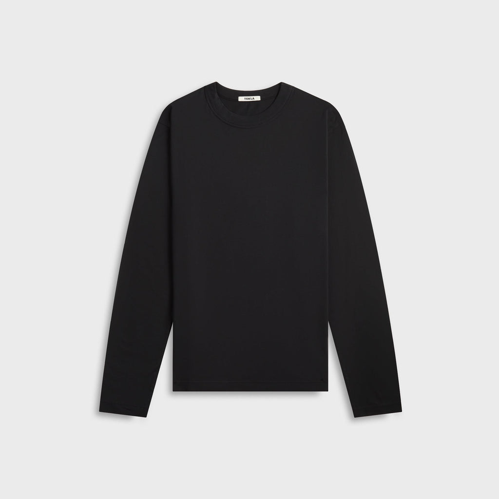 Tekla Long Sleeve Sleeping Tee - Black