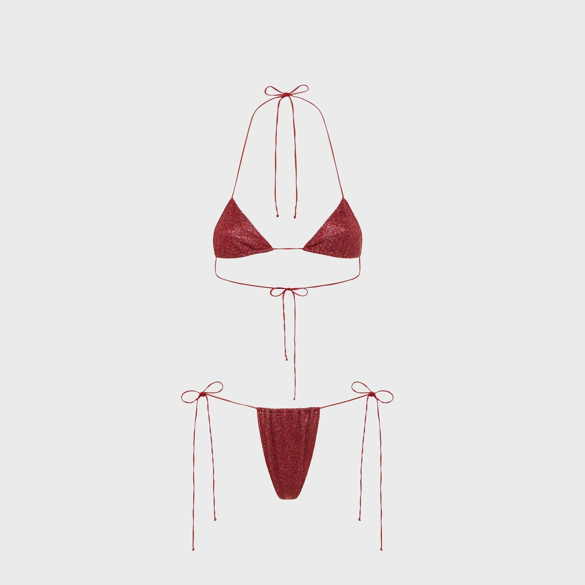 Oseree Lumiere Microkini Lurex Bikini Set - Coral