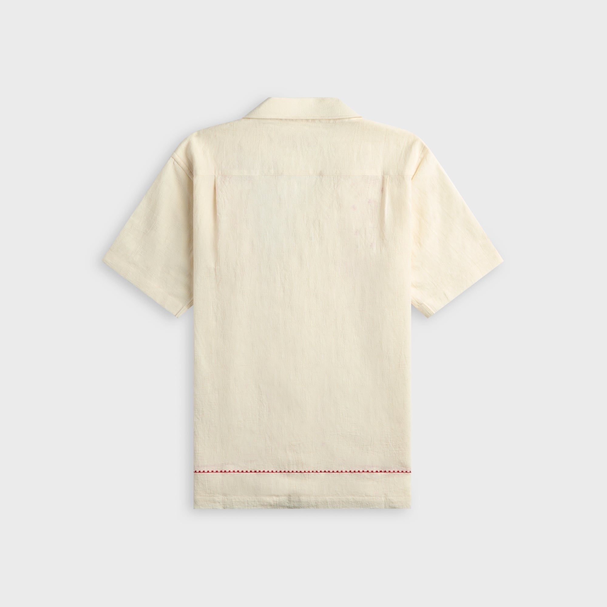 Orlebar Brown Relaxed Fit Paisley Embroidery Shirt - White Sand / Vermillion