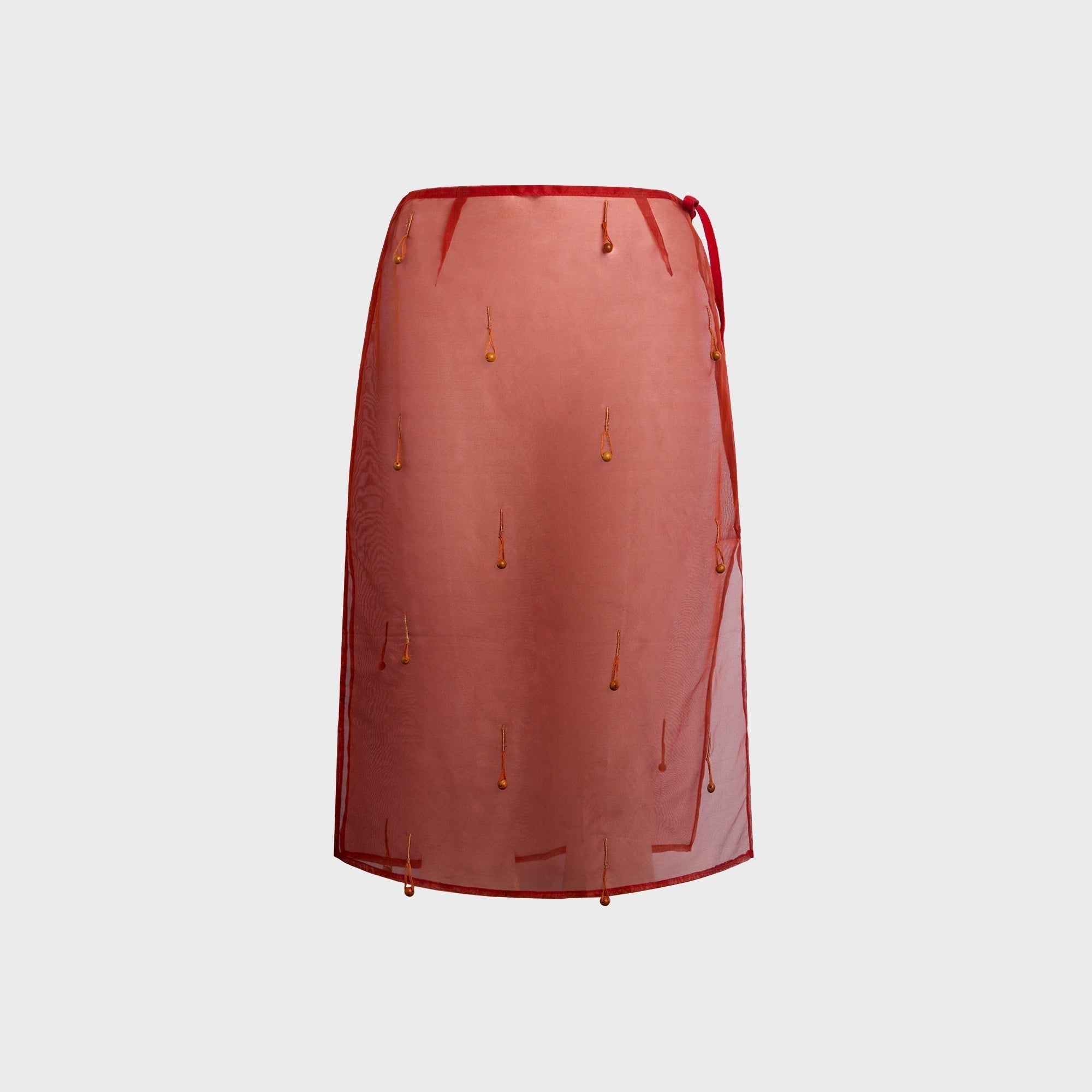 Tae Park Sheer Table Skirt - Red / Orange