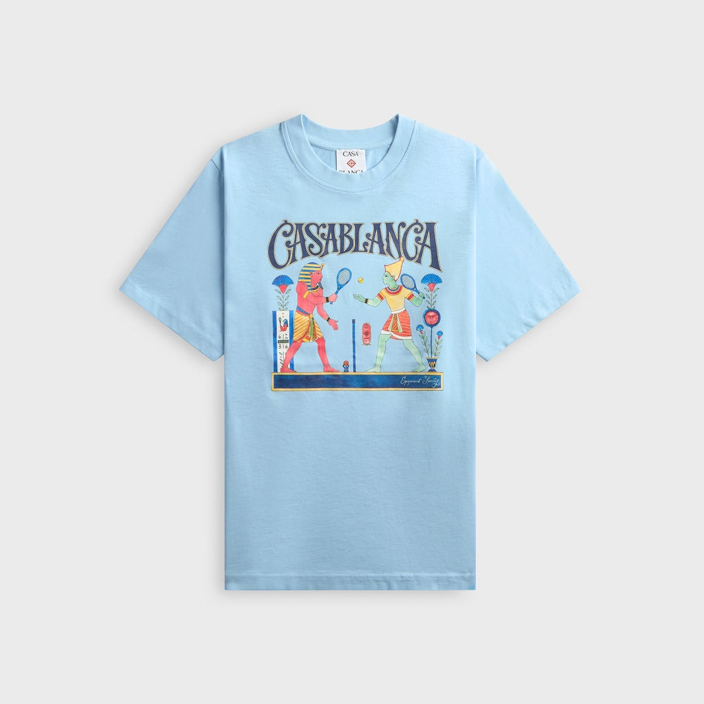 Casablanca Egyptian Tennis Match Short Sleeve Tee - Blue