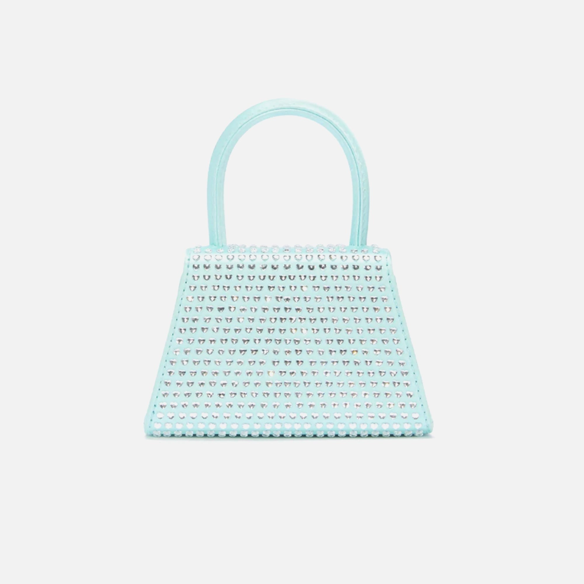 Self-Portrait Satin Heart Rhinestone Micro Bow Bag - Blue