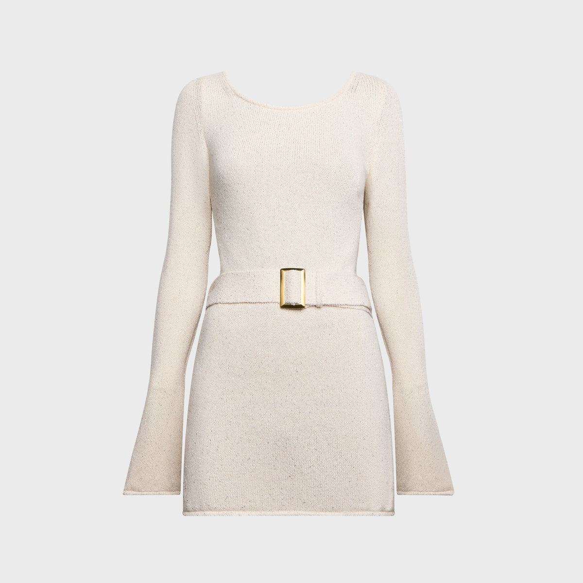 Asta Resort Maya Long Sleeve Mini Belted Dress - Salt Sequin