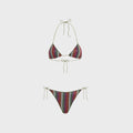 Oseree Lolita Kini Printed Lurex Bikini Set - Rose / Multicolor