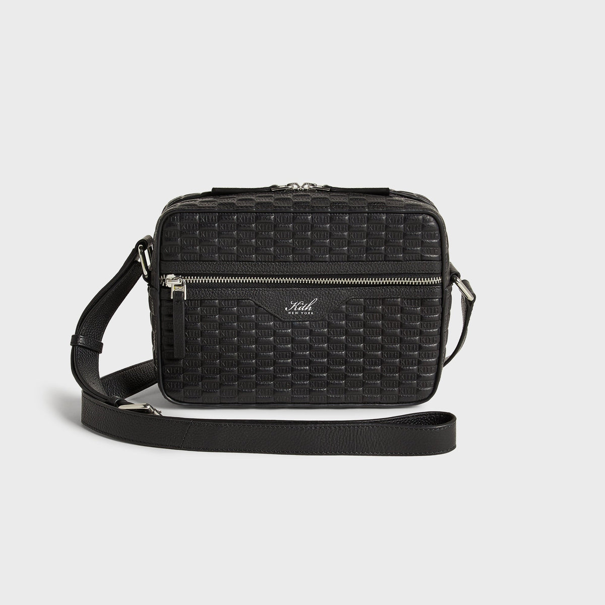 Kith Monogram Tumbled Leather Camera Crossbody Bag - Black