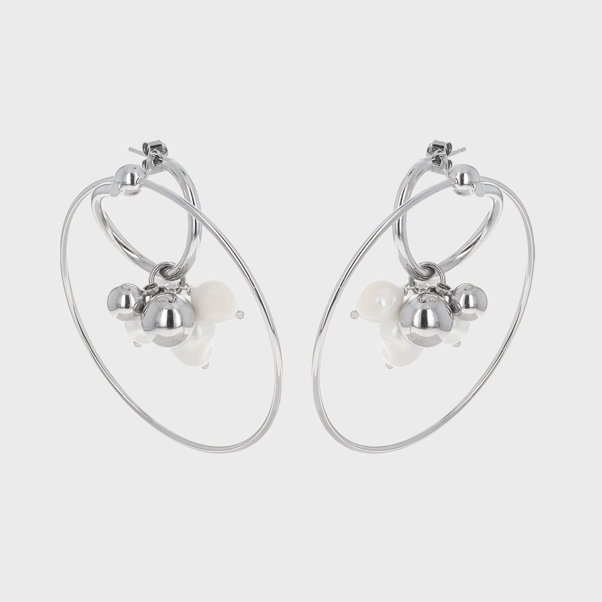 Justine Clenquet Eva Pearl Earrings - Silver