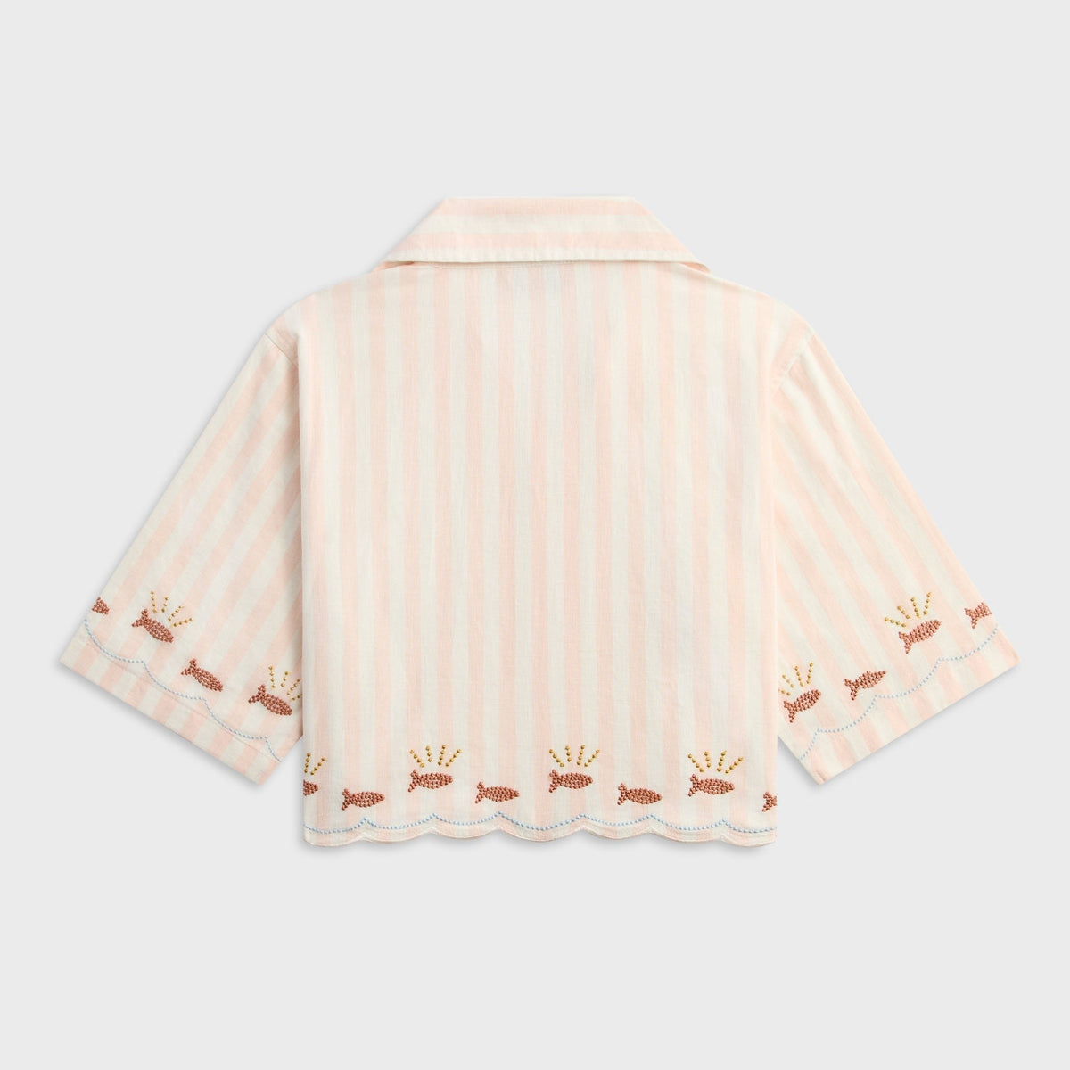 Kith Kids Embroidered Cropped Thompson Camp Shirt - Sahara
