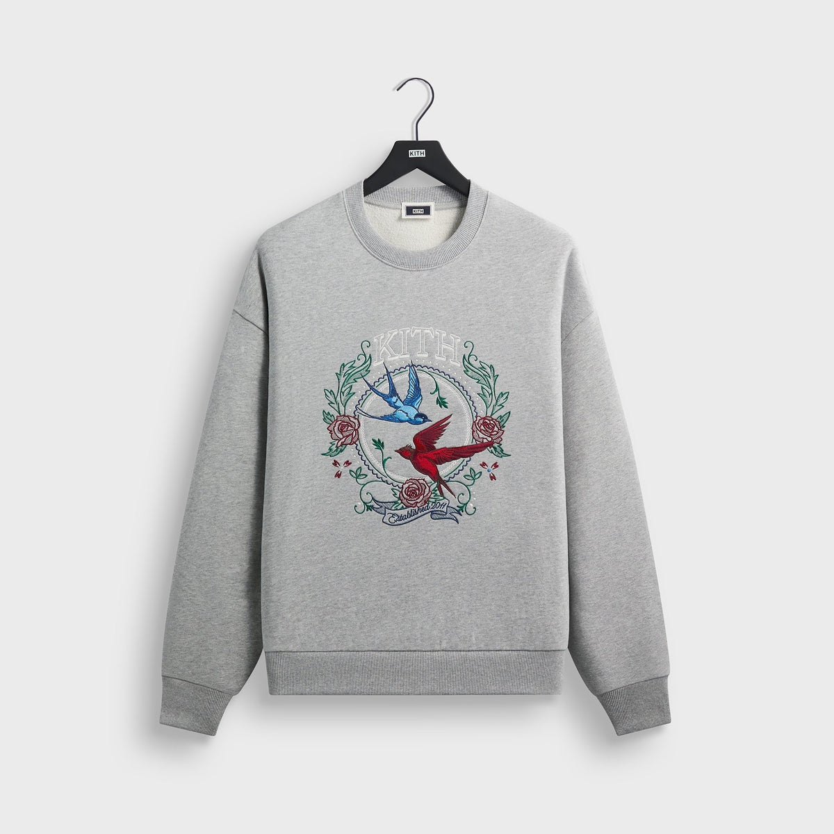 Kith Swallow Emblem Nelson Crewneck - Mid Heather Grey