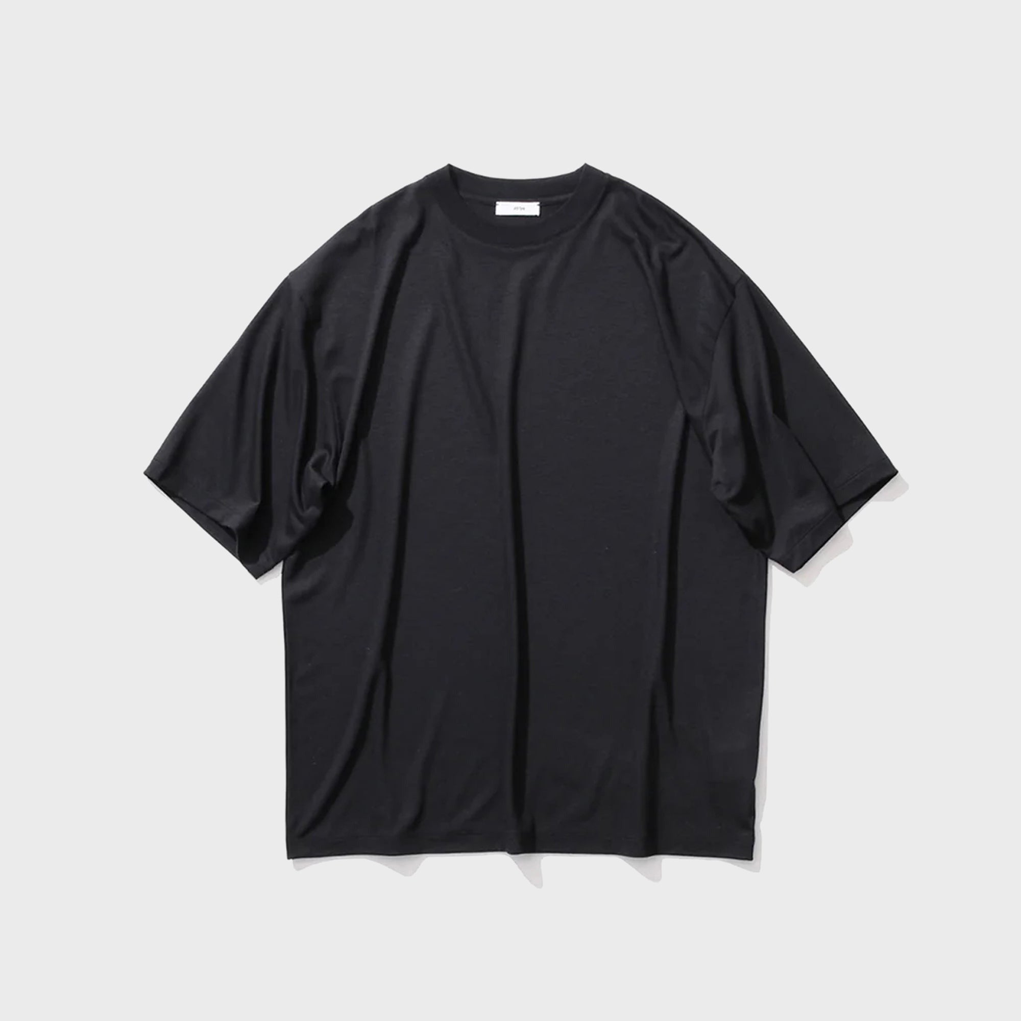 ATON Royal Wool Jersey Loose Fit Tee - Black