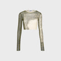 Jean Paul Gaultier Re-Edition Crew Neck Long Sleeves Crop Top - Printed Cartouche
