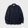 ATON Twist Wool Linen Semi Double Jacket - Navy
