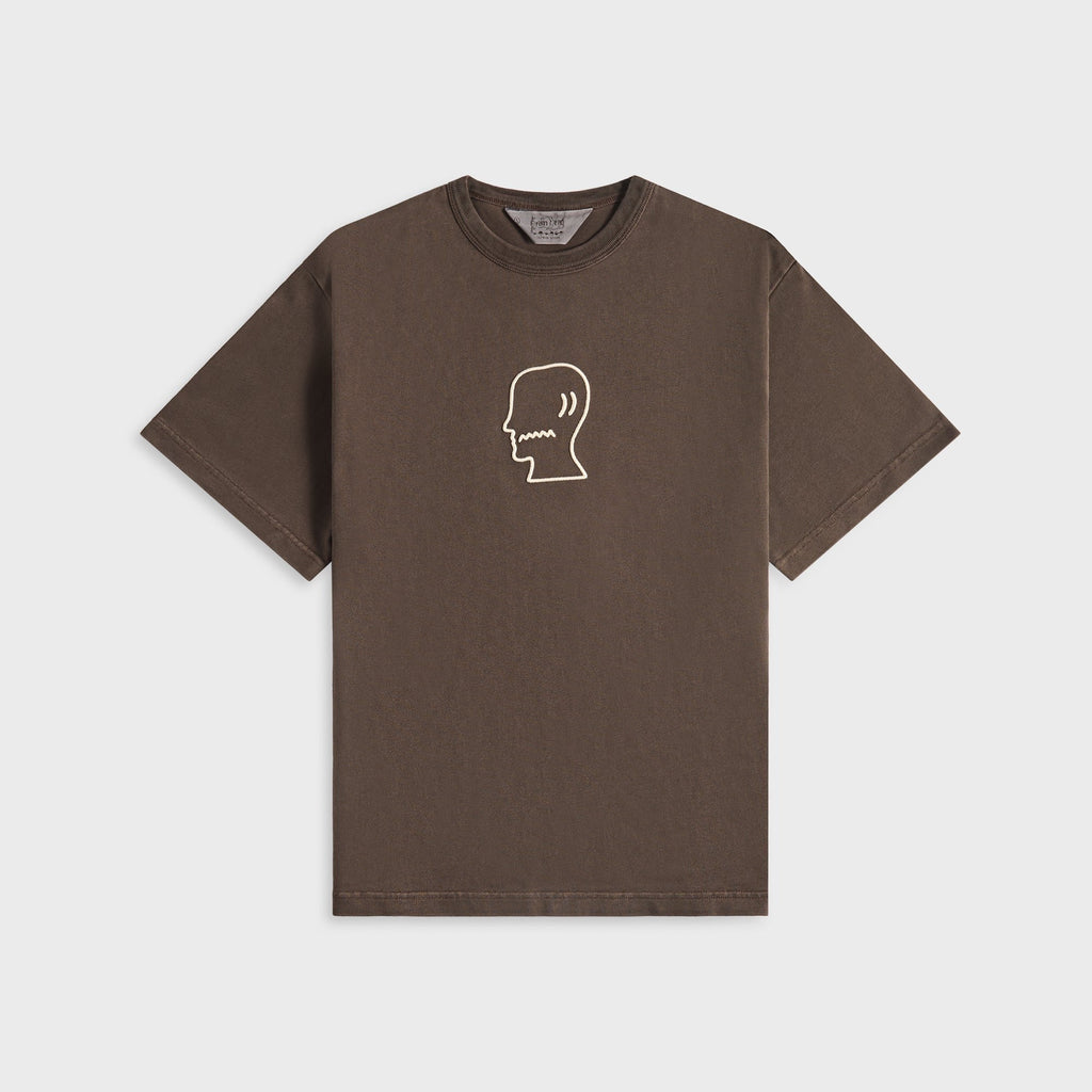 Brain Dead Heavyweight 3D Embroidery Logo Head Tee - Brown