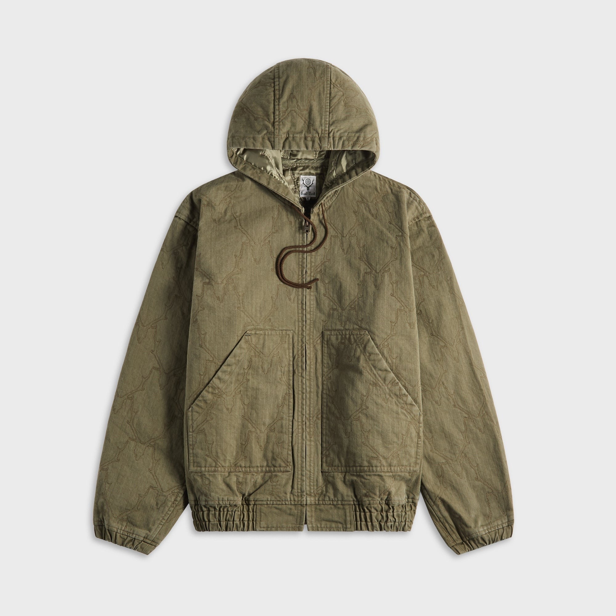 South2 West8 Zipped Work Hoody - Skull Quilting / Herringbone