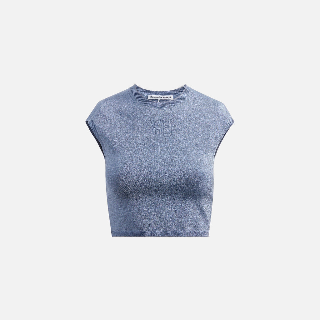 Alexander Wang Cap Sleeve Tee with Embossed Logo - Ariel Blue