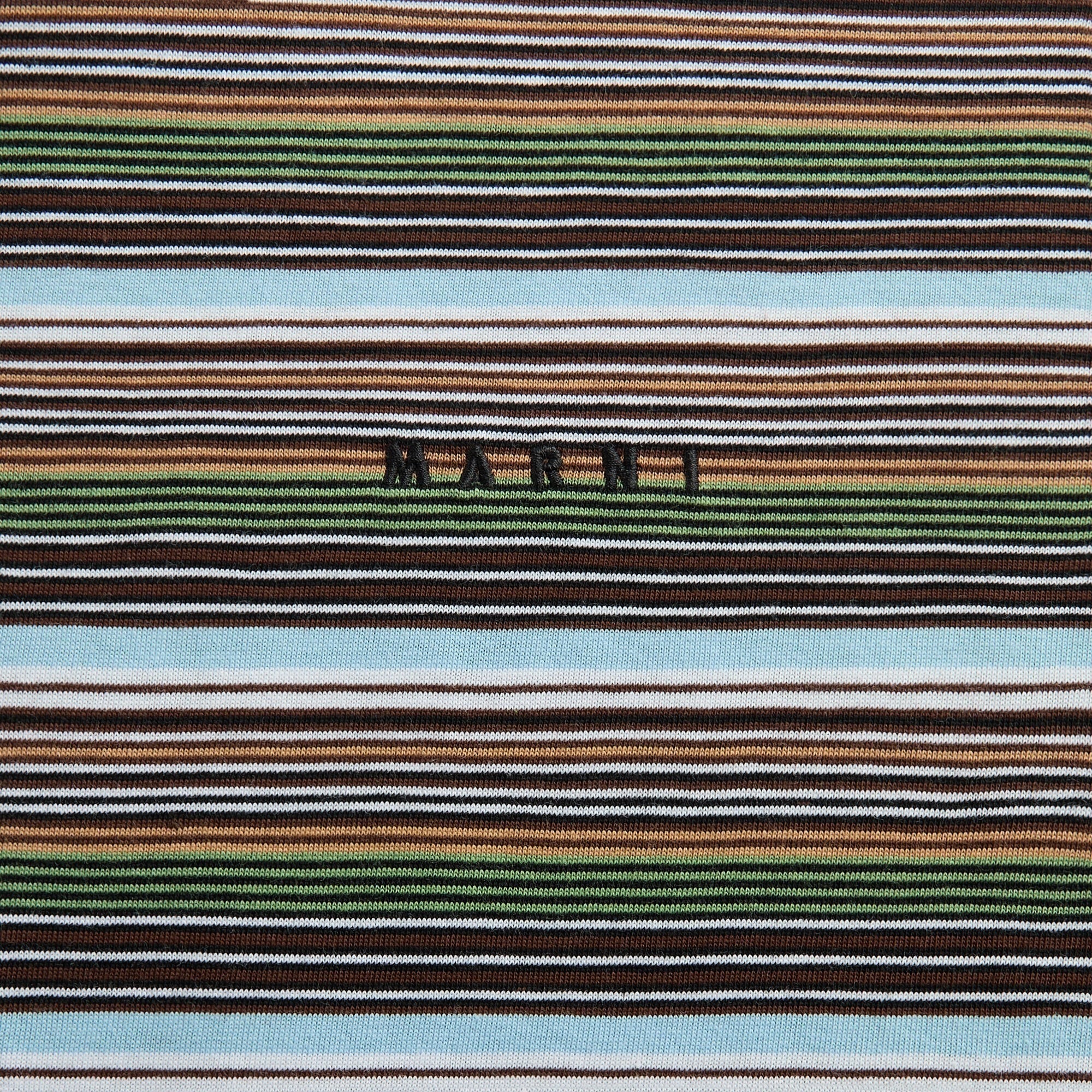 Marni Multicolour Striped Cotton Long Sleeve Tee - Cobalt