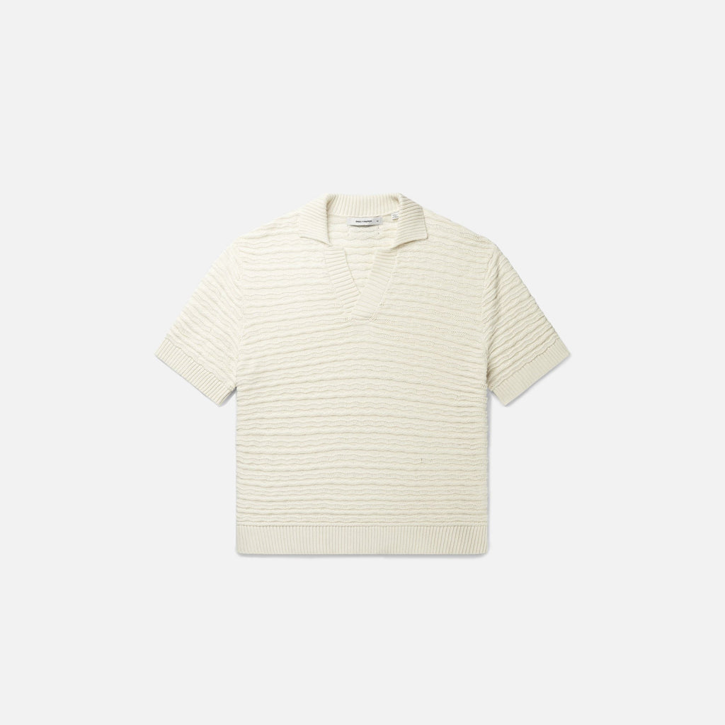 Daily Paper Jabir Knit Short Sleeve Polo - Frost White