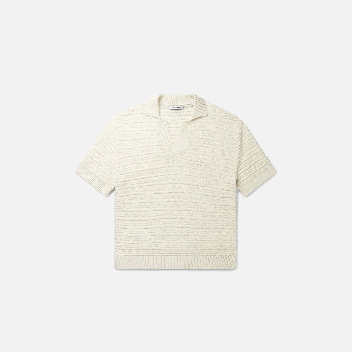 Daily Paper Jabir Knit Short Sleeve Polo - Frost White