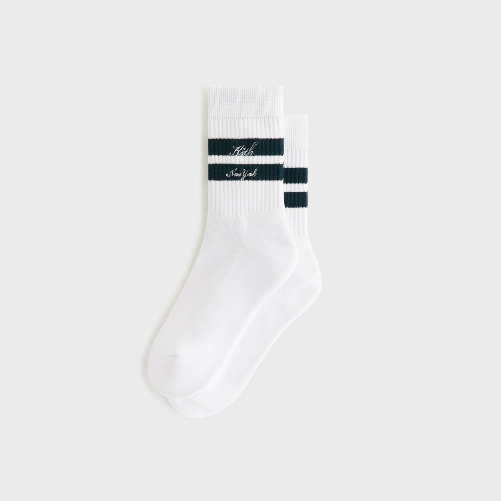 Kith Women Stripe Cotton Mid Crew Socks - White
