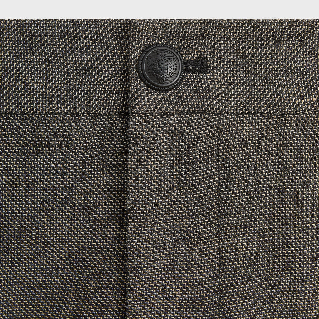 &Kin Textured Linen Flax Brynn Pleated Pant - Black Melange