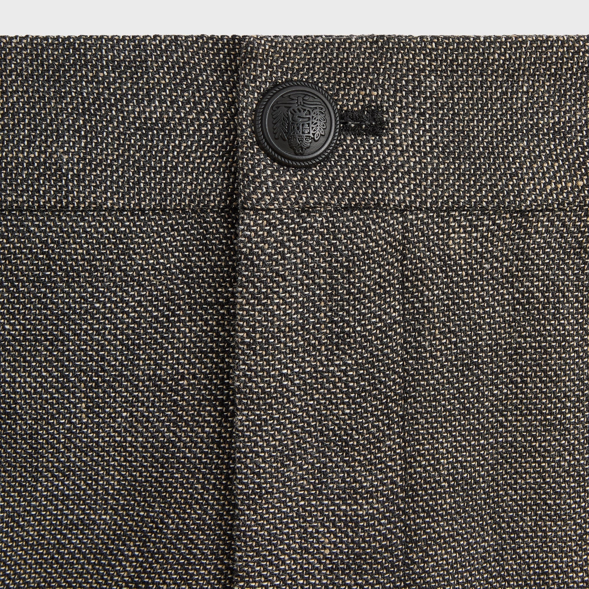 &Kin Textured Linen Flax Brynn Pleated Pant - Black Melange