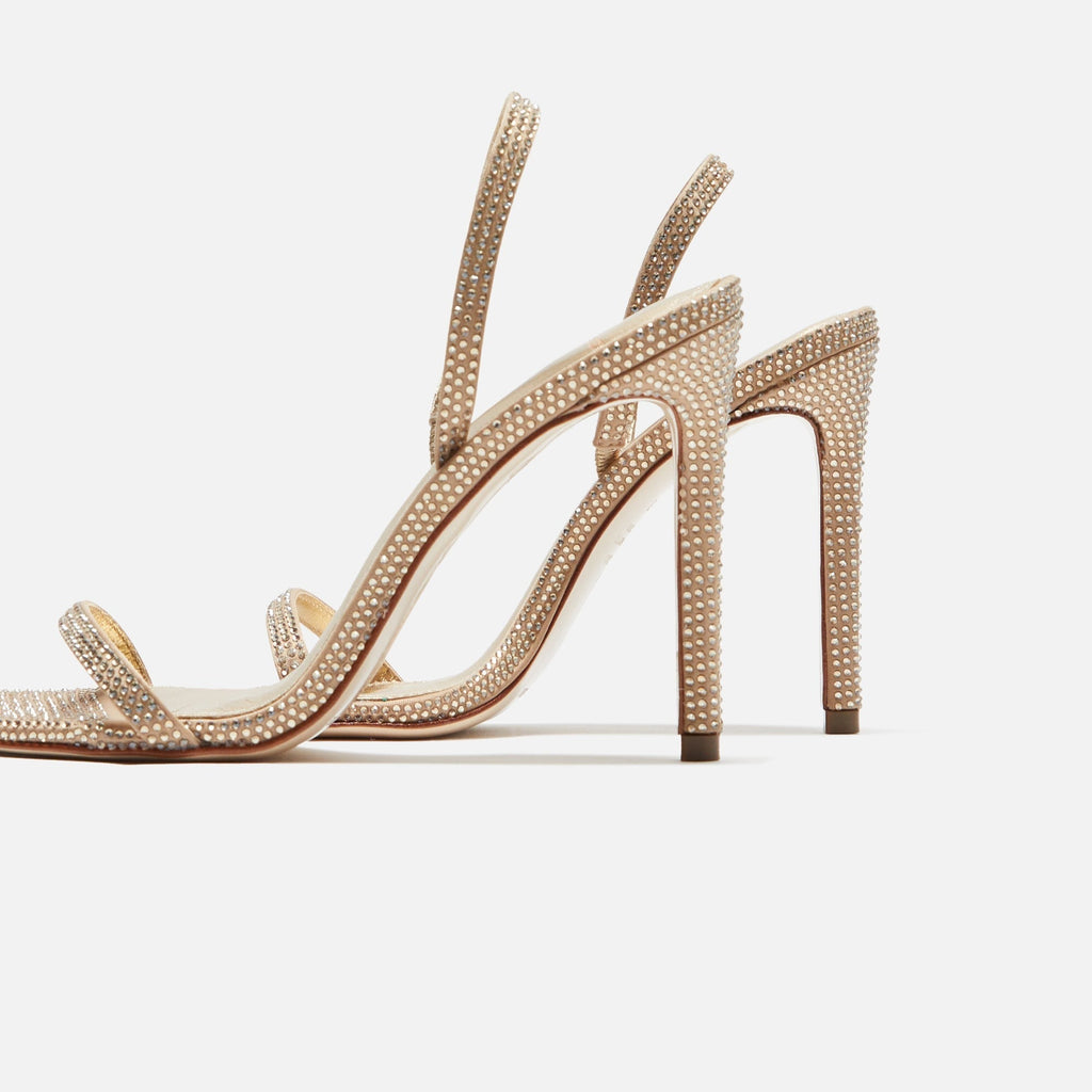 Black Suede Studio Luciana - Gold Satin / Matching Stones