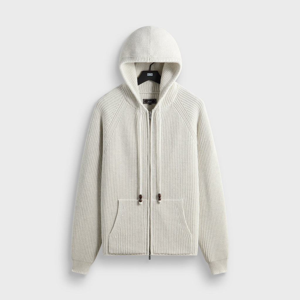 Kith Full Zip Knit Miles Hoodie - Light Heather Grey