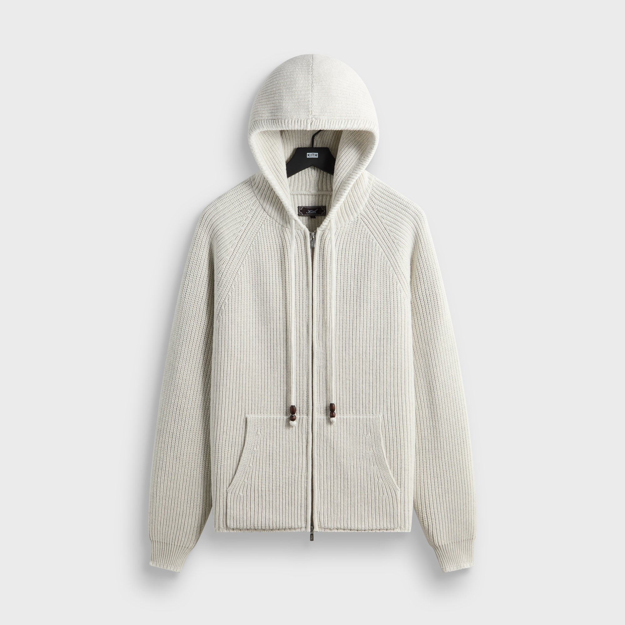 Kith Full Zip Knit Miles Hoodie - Light Heather Grey