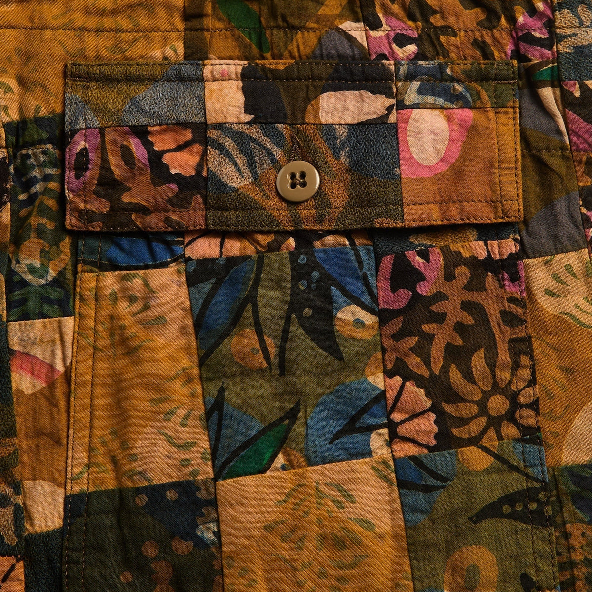 Engineered Garments Multi Pattern Patchwork Fatigue Short - Olive