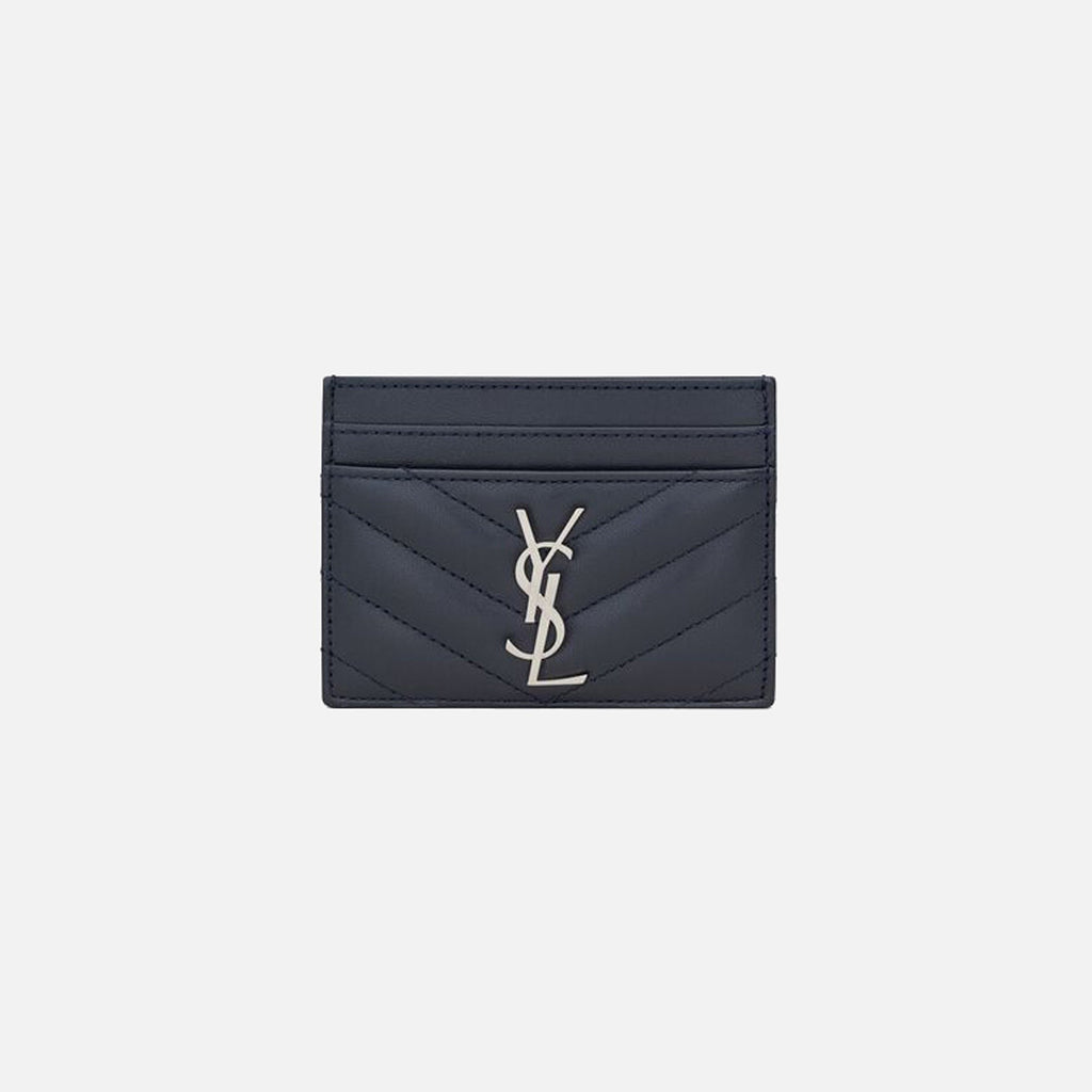 Saint Laurent Card Holder YSL Logo - Bleu Acier