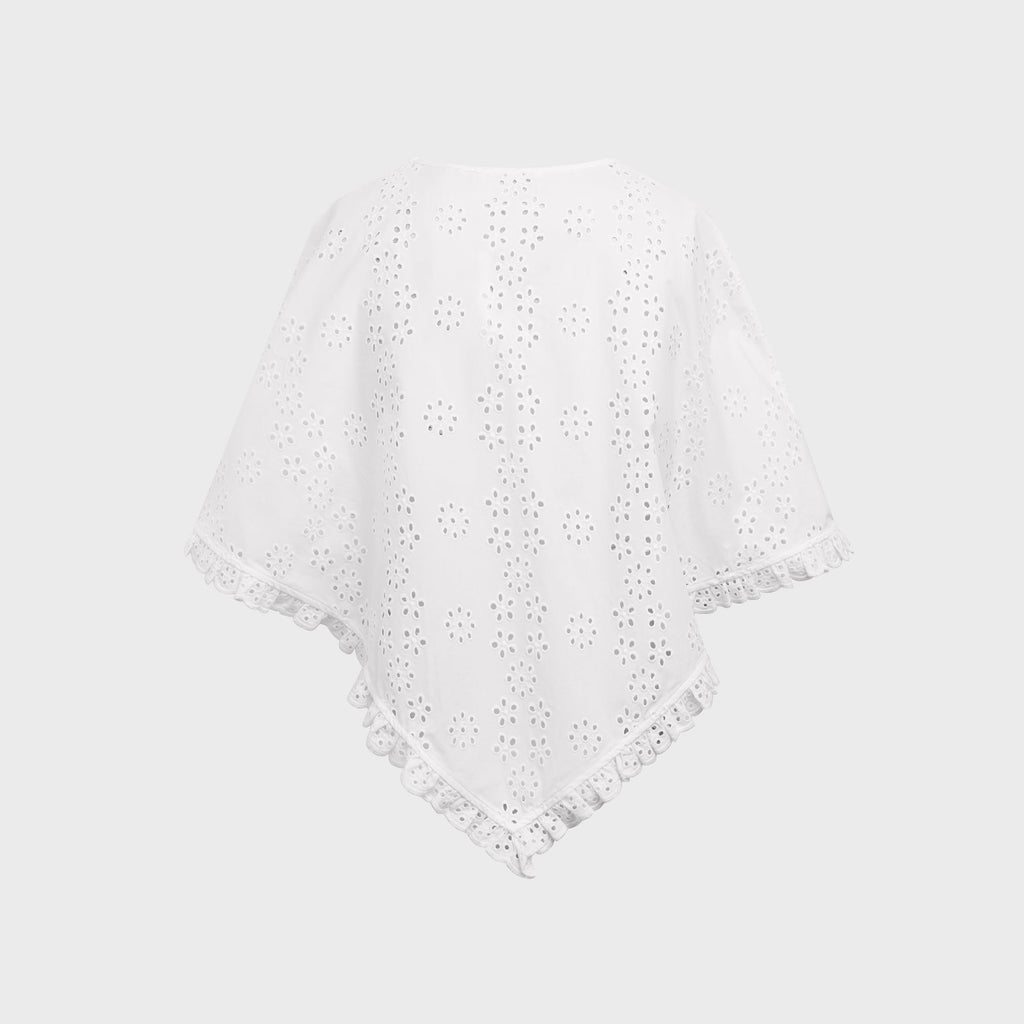 Sandy Liang Soba Poncho Top - White