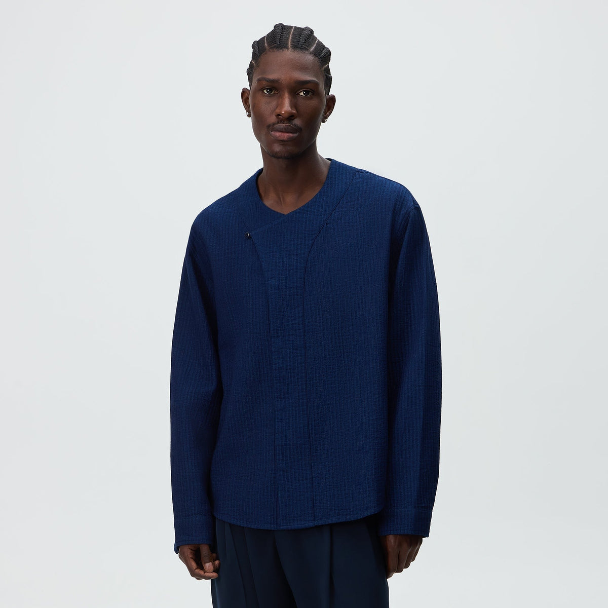 Kith Indigo Seersucker Townsend Shirt - Dark Indigo