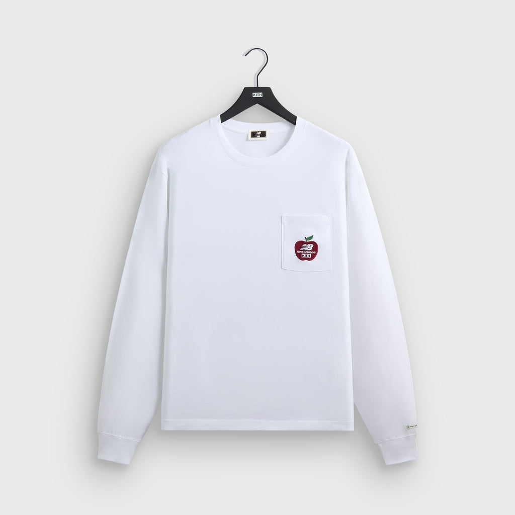 Kith & New Balance NY Woodblock Long Sleeve Pocket Tee - White