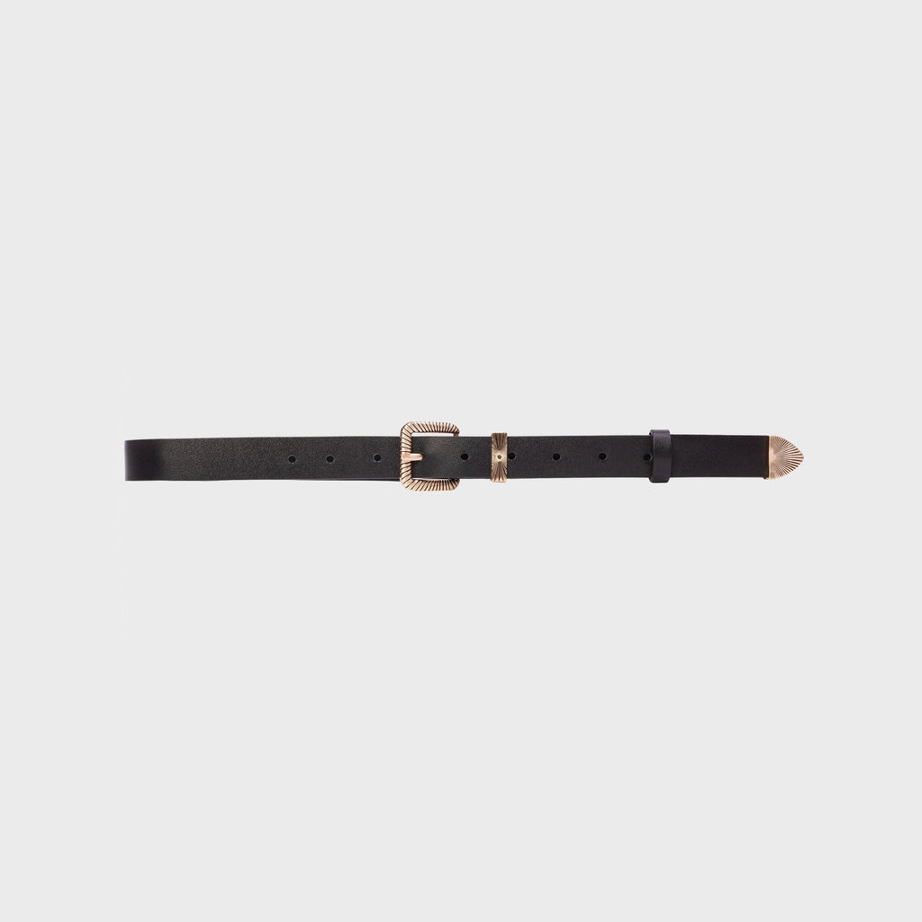 Black Suede Studio Una Belt - Black Leather