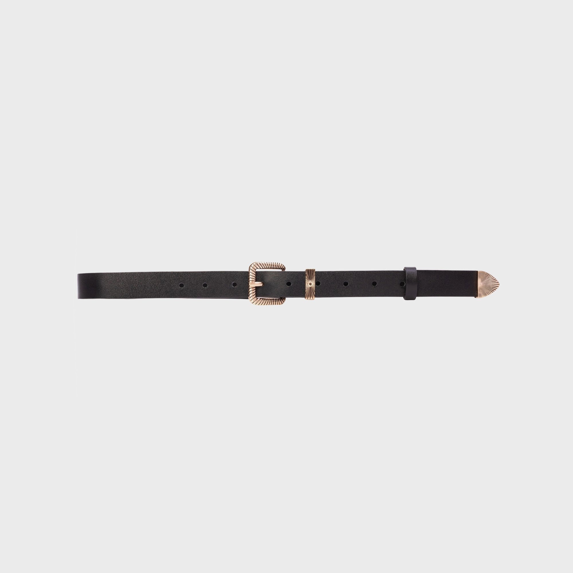 Black Suede Studio Una Belt - Black Leather