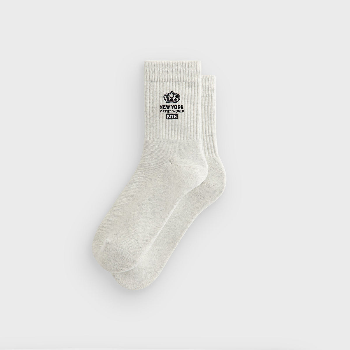 Kith Insignia Cotton Mid Crew Socks - Light Heather Grey