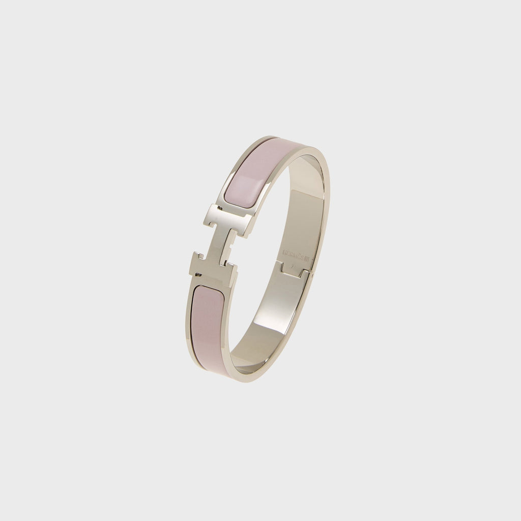 WGACA Hermes Clic Clac Narrow H Bracelet - Pink / Silver