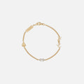 Saint Laurent Cassandre Monogramme Rhinestone and Heart Bracelet - Gold