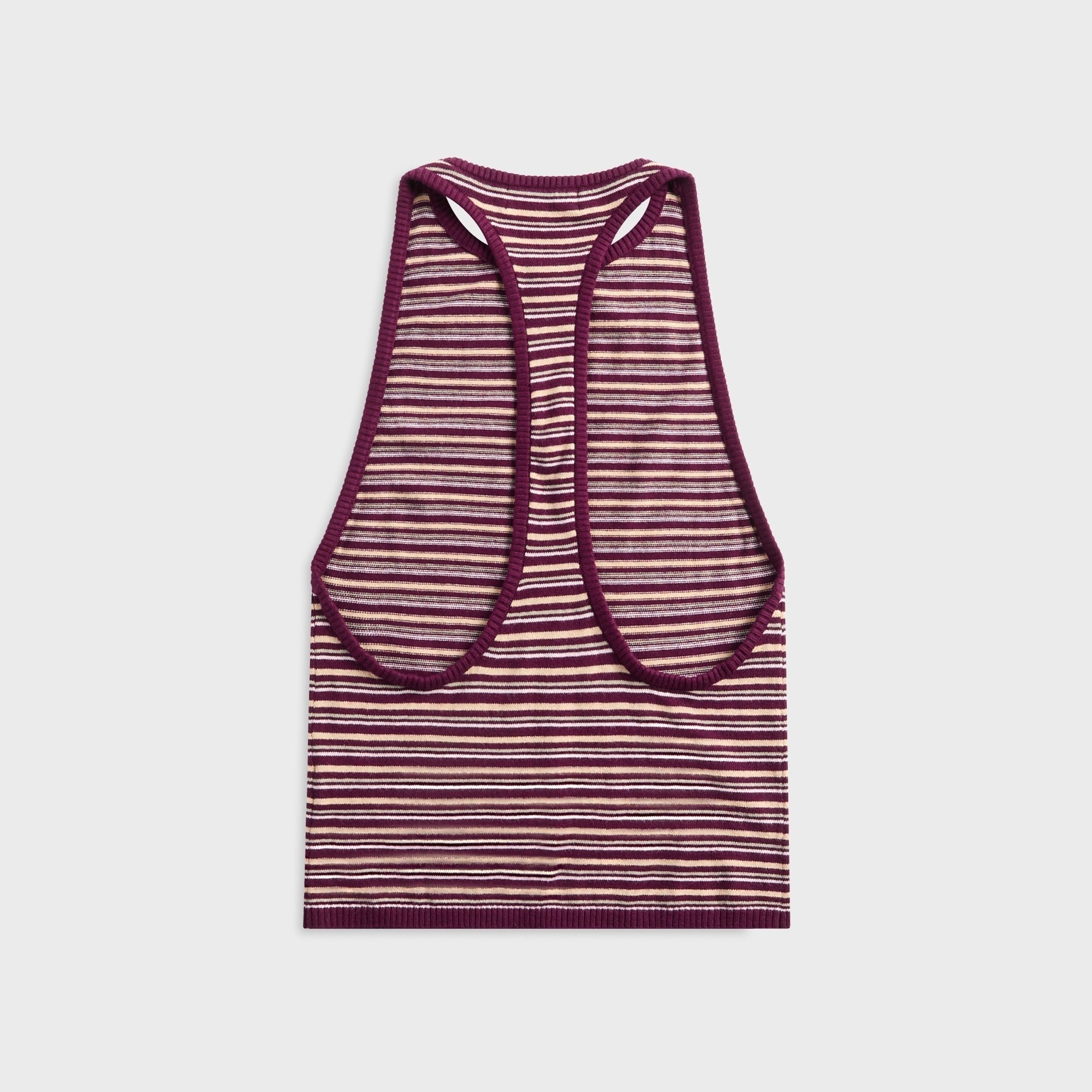 EB Denim Romy Knit Racer Tank Top - Burgundy / Soft Pink Stripe