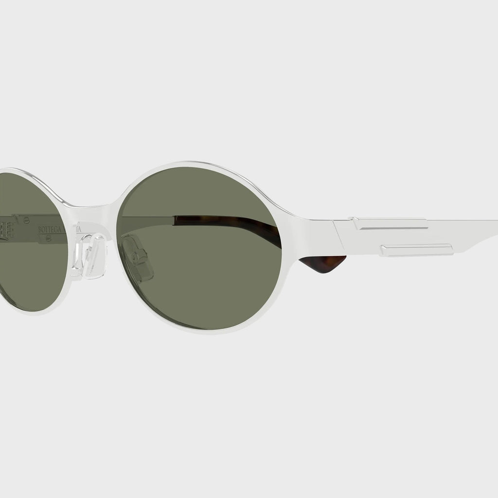 Bottega Veneta Dash Oval Sunglasses - Silver / Green