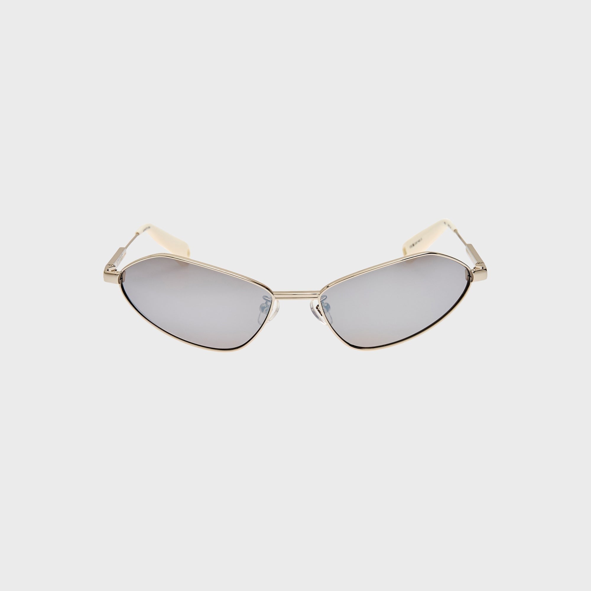 Jacquemus Bambino Angular Metal Sunglasses - Metal Silver / Matt White / Silver